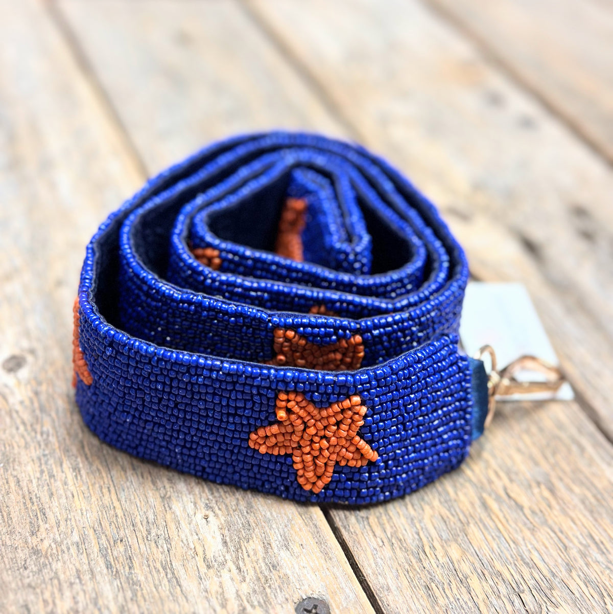Beaded Guitar Strap | Blue Star