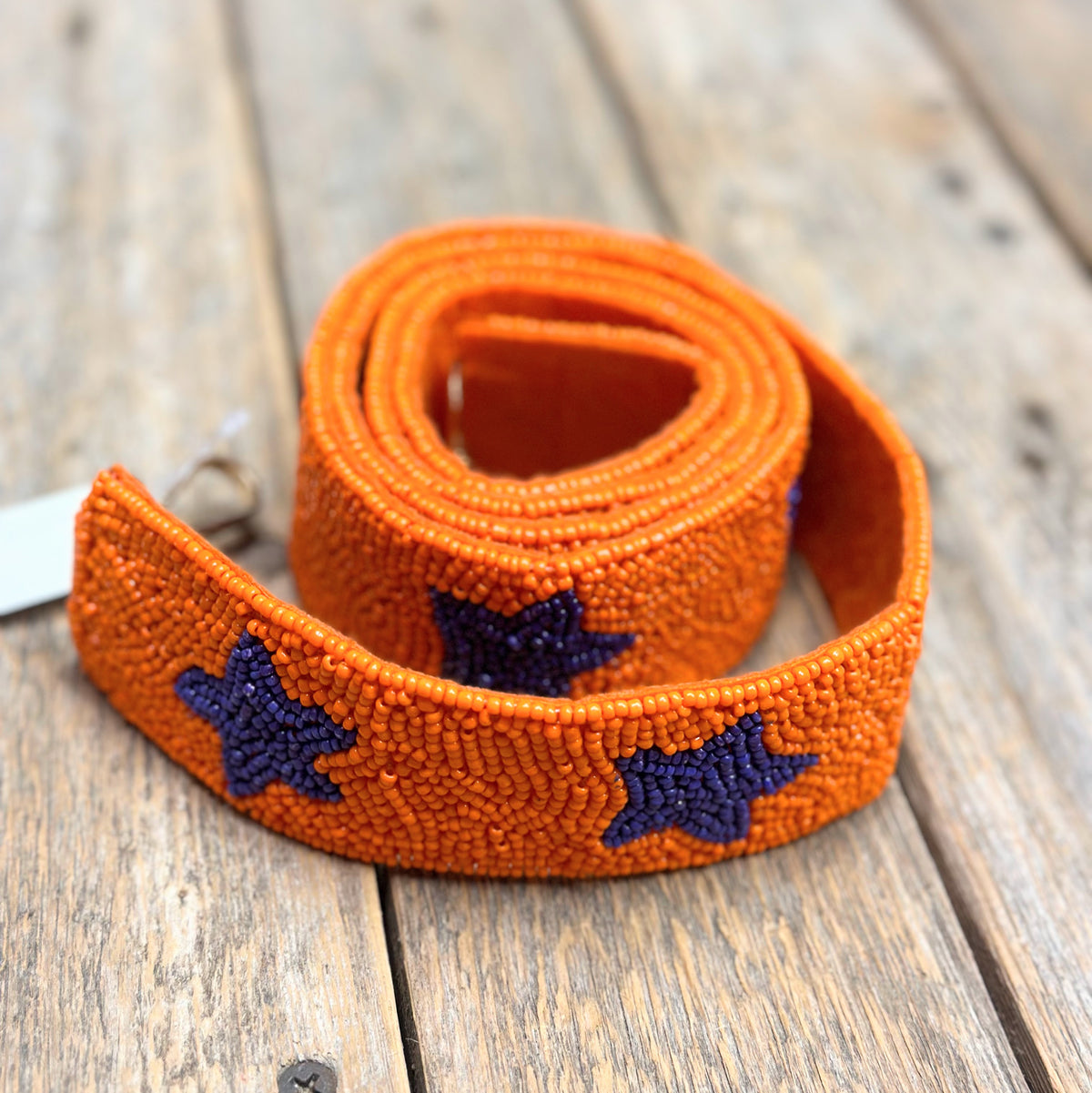 Beaded Guitar Strap | Orange Star