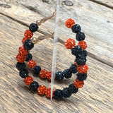 Sparkle Bead Hoop Earrings | Orange+Navy