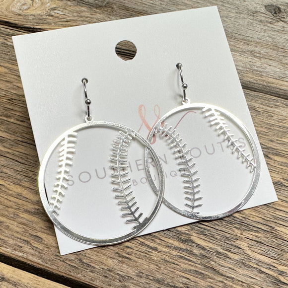 Baseball Metal Earrings | Silver
