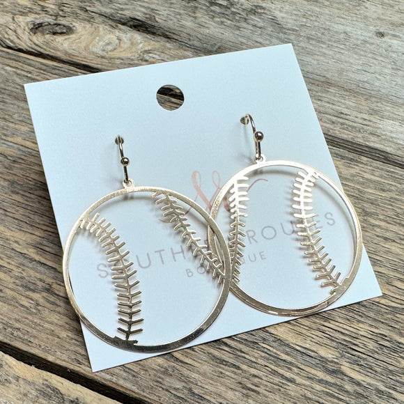 Baseball Metal Earrings | Gold