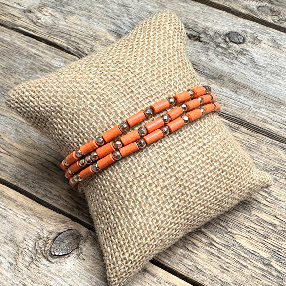 Beaded Stretch Bracelet Set | Orange