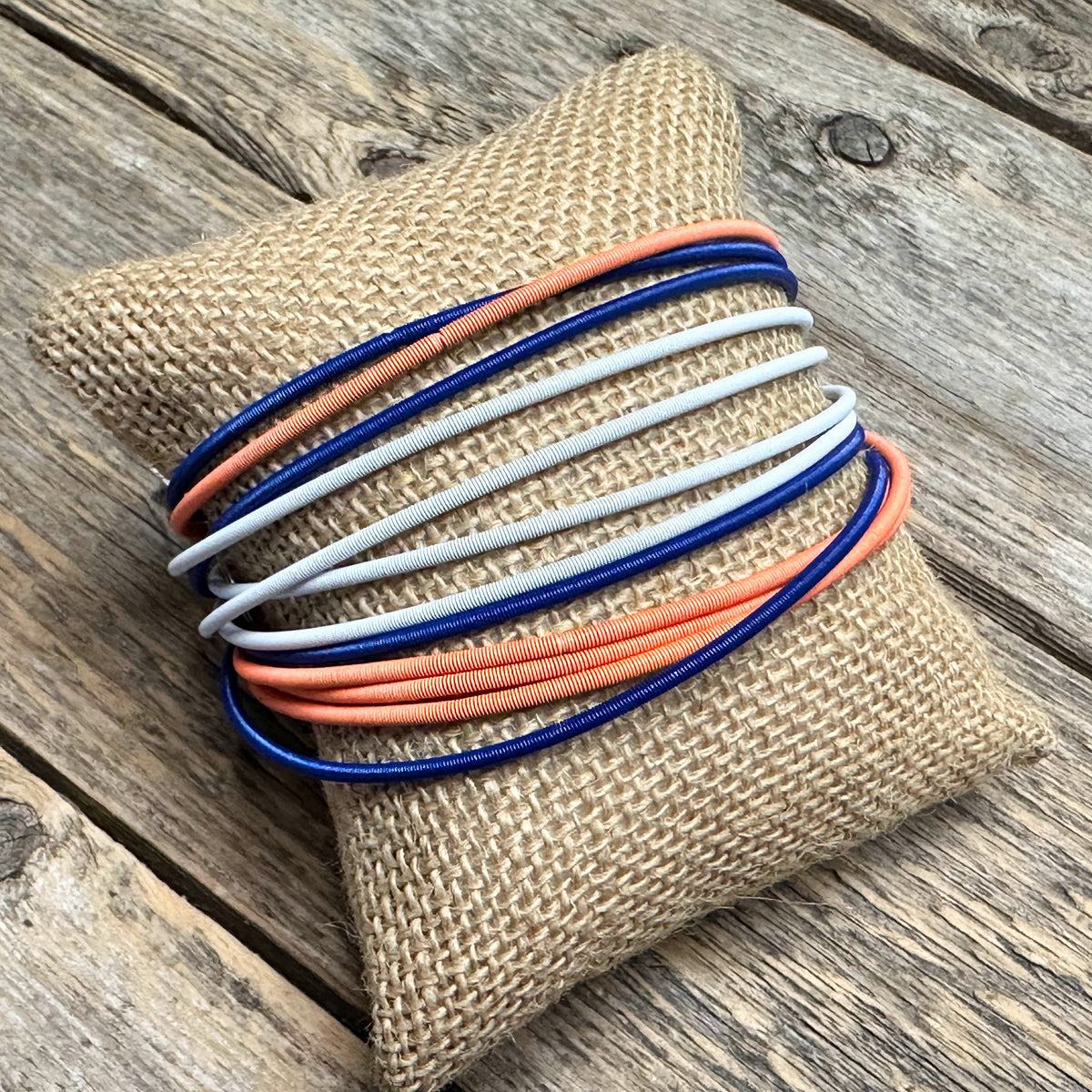 Guitar String Stretch Bracelet Set | Blue+Orange+White