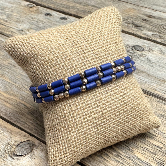 Beaded Stretch Bracelet Set | Blue