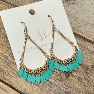 Matte Drop Tassel Earrings | Turquoise