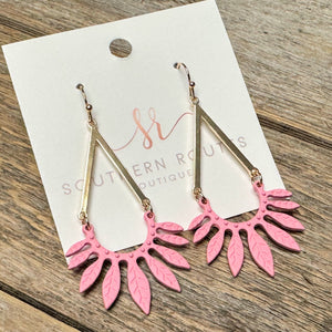 Flower Leaf Earrings | Pink
