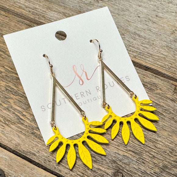 Flower Leaf Earrings | Yellow