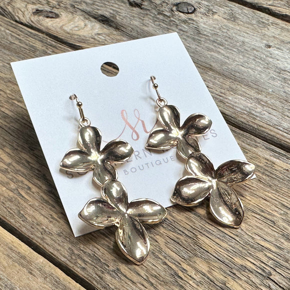 Double Flower Earrings | Gold