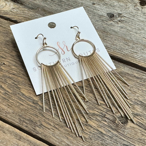 Metal Fringe Dangle Earrings | Gold