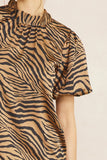 Zebra Bubble Sleeve Top | Mocha
