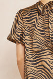 Zebra Bubble Sleeve Top | Mocha