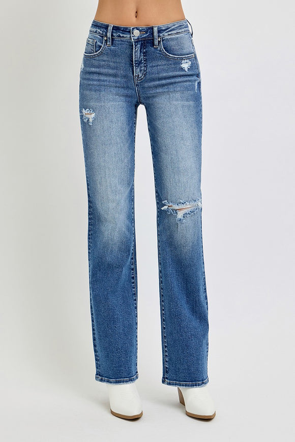 Risen Jeans | Tummy Control High Rise Straight Distressed