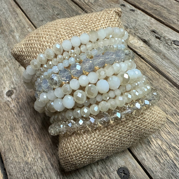 Beaded Stretch Bracelet Set | Natural