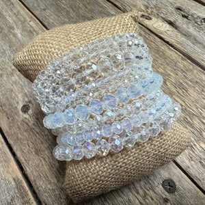 Beaded Stretch Bracelet Set | Clear