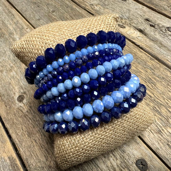 Beaded Stretch Bracelet Set | Blue Mix