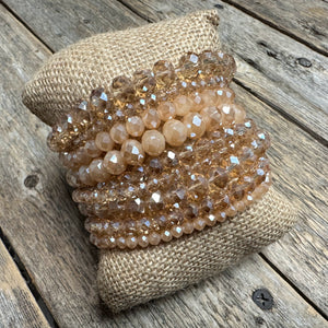 Beaded Stretch Bracelet Set | Beige Mix