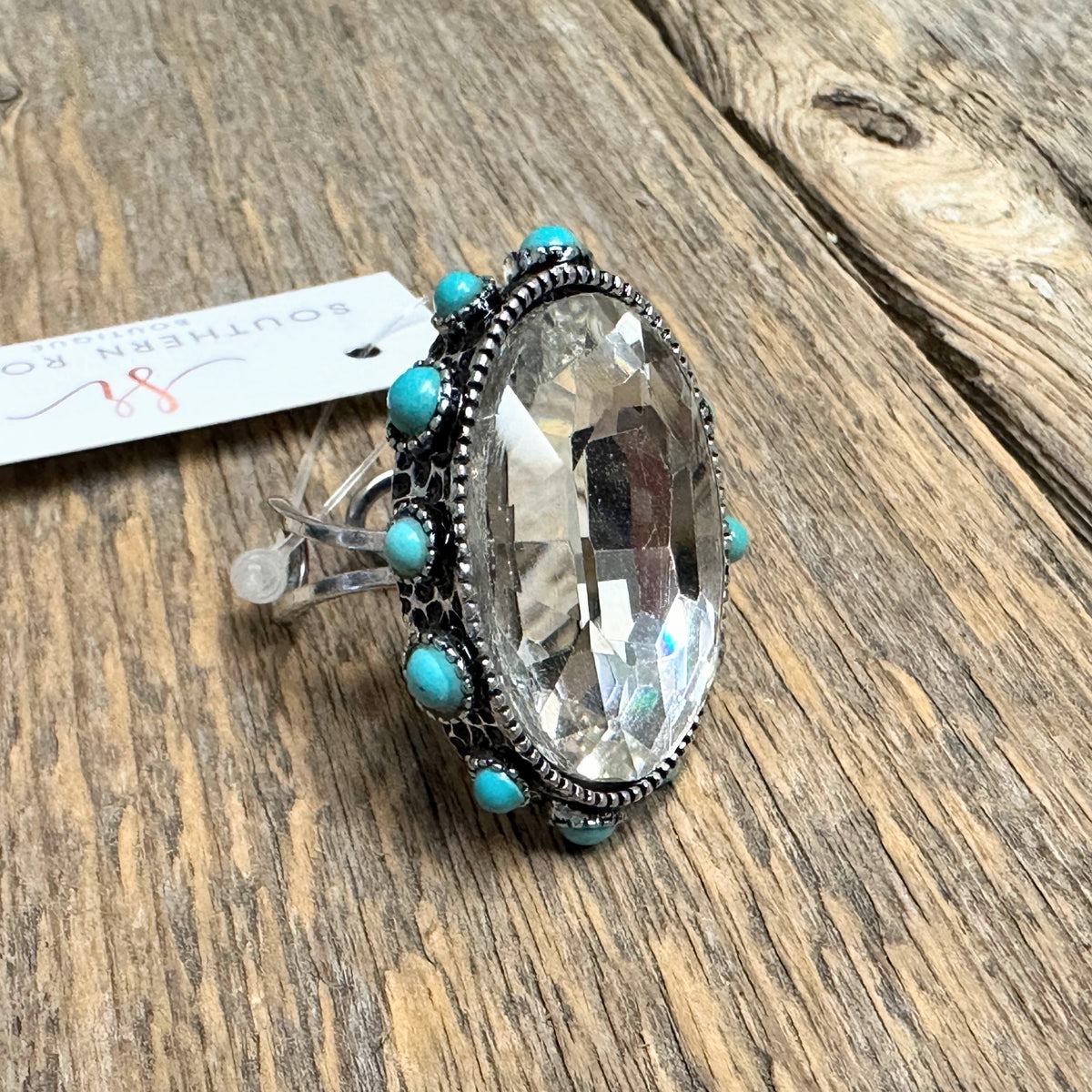 Oval Western Ring | Beveled Glass+Silver