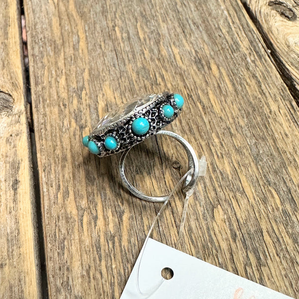 Oval Western Ring | Beveled Glass+Silver