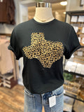 Leopard Texas Sewn On Tee | Black