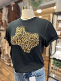Leopard Texas Sewn On Tee | Black