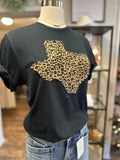 Leopard Texas Sewn On Tee | Black