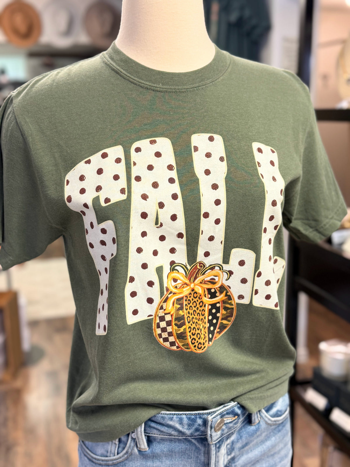 Fall Polka Dots Tee | Moss