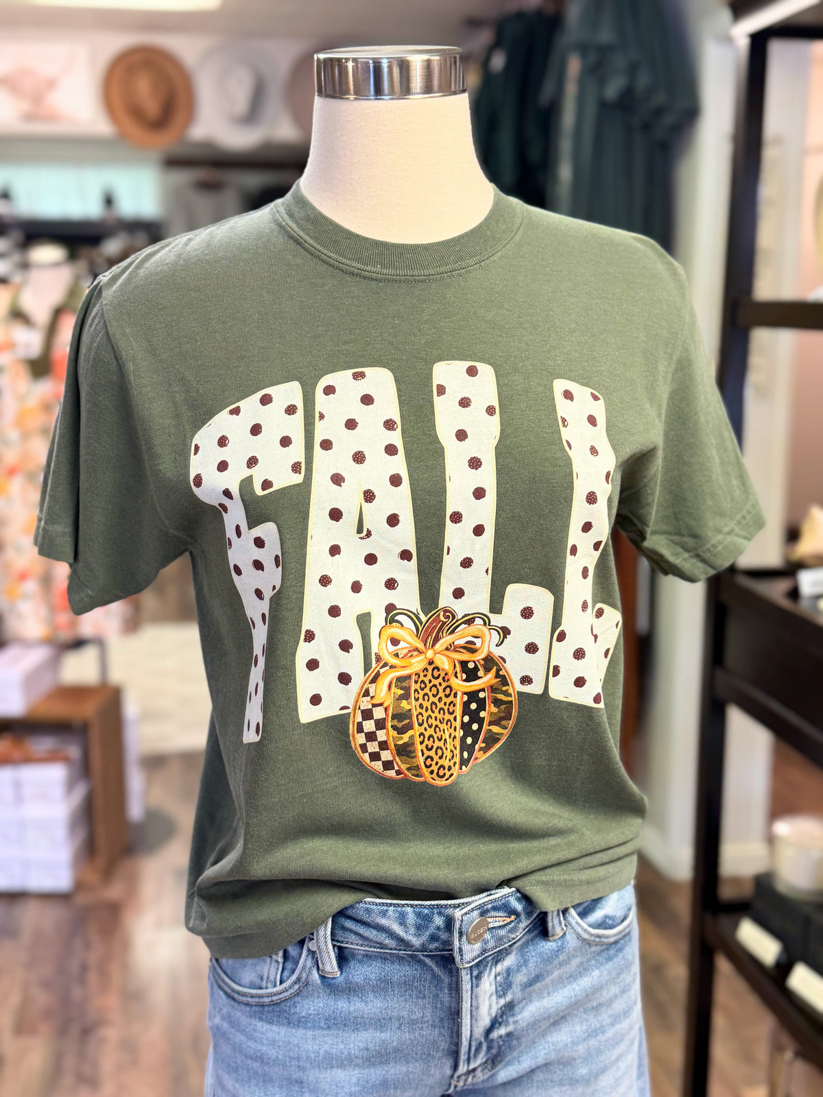 Fall Polka Dots Tee | Moss