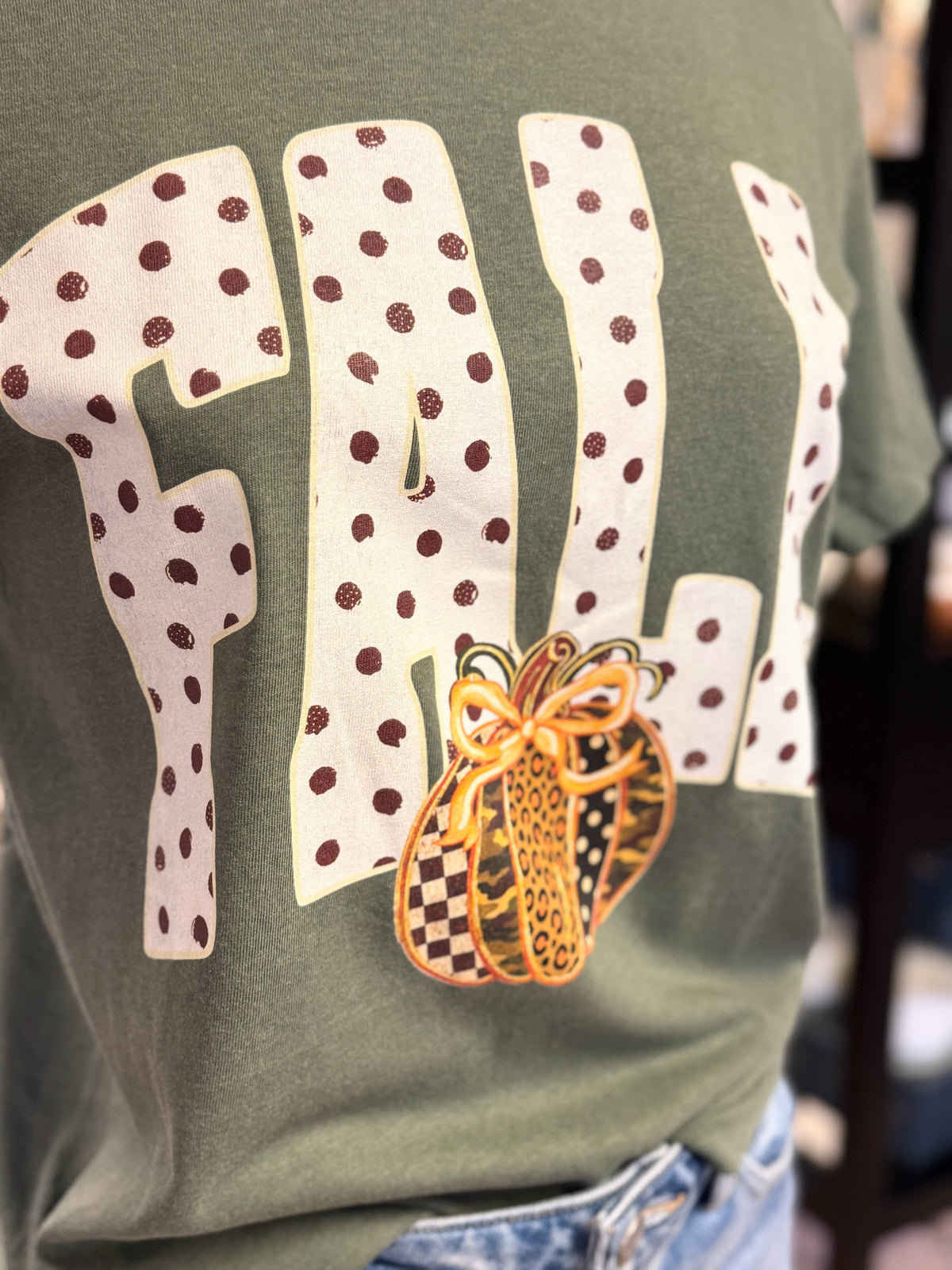 Fall Polka Dots Tee | Moss