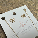 Ribbon Bow | 18k Gold Dipped Necklace+Earring Set