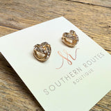 Knotted Crystal Stud Earrings | Gold