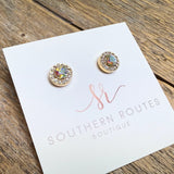 AB Crystal Rhinestone Stud Earrings | Gold