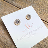 Clear Crystal Rhinestone Stud Earrings | Gold