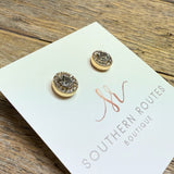 Clear Crystal Rhinestone Stud Earrings | Gold