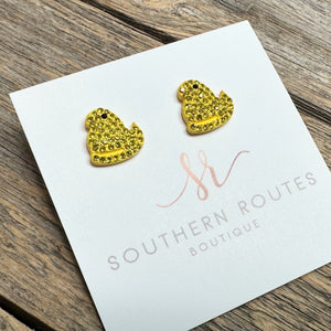 Crystal Peep Stud Earrings | Yellow