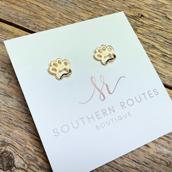 18K Gold Filled Hypoallergenic Cougar Paw Stud Earrings | Gold