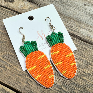 Carrot Seed Bead Earrings | Orange