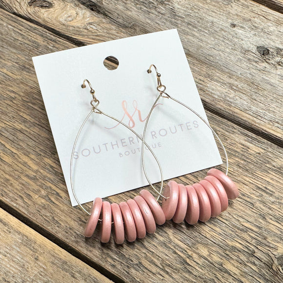 Pearlized Disc Teardrop Earrings | Pink