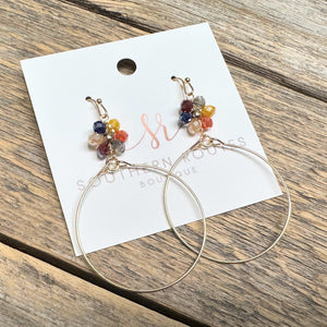 Flower Drop Circle Earrings | Multi