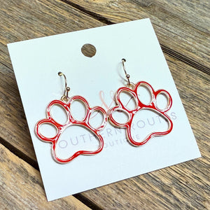 Cougar Paw Earrings | Red/Gold