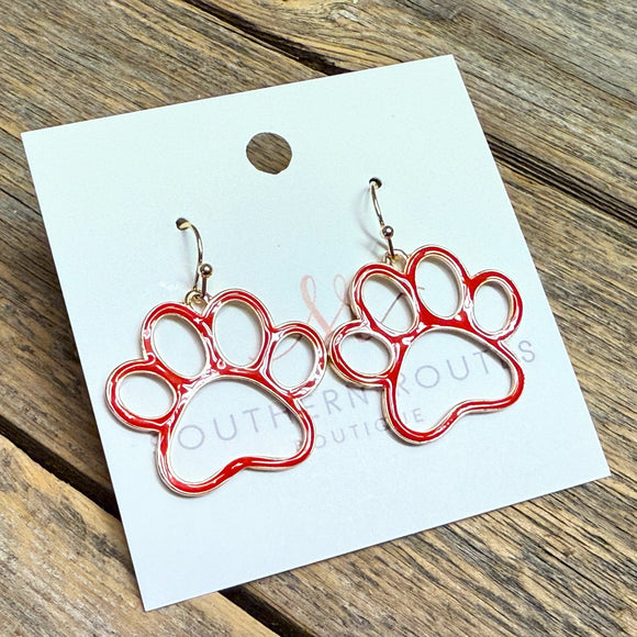 Cougar Paw Earrings | Red/Gold