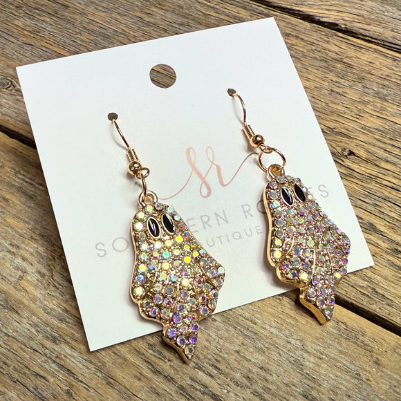 Ghost AB Crystal Earrings | Gold