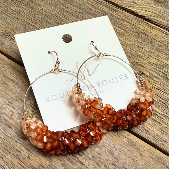 Floral Circular Earrings | Rust Mix