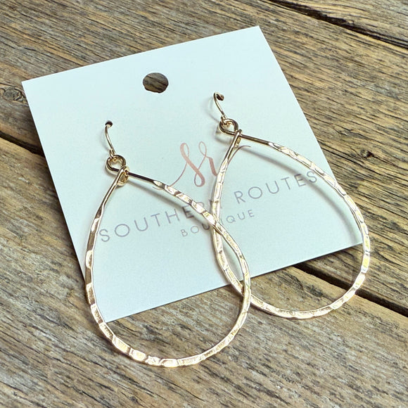 Hammered Teardrop Earrings | Gold