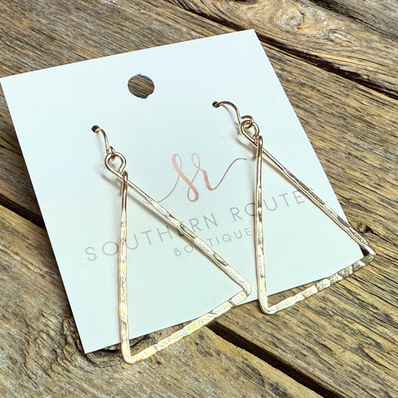 Hammered Triangular Earrings | Gold