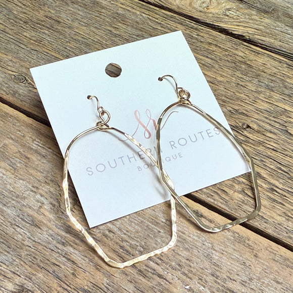 Hammered Hexagon Earrings | Gold