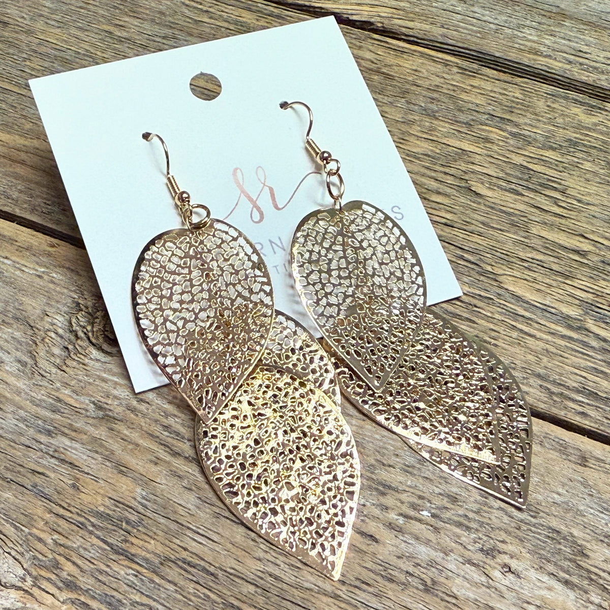 Stacked Leaf Earrings | Gold