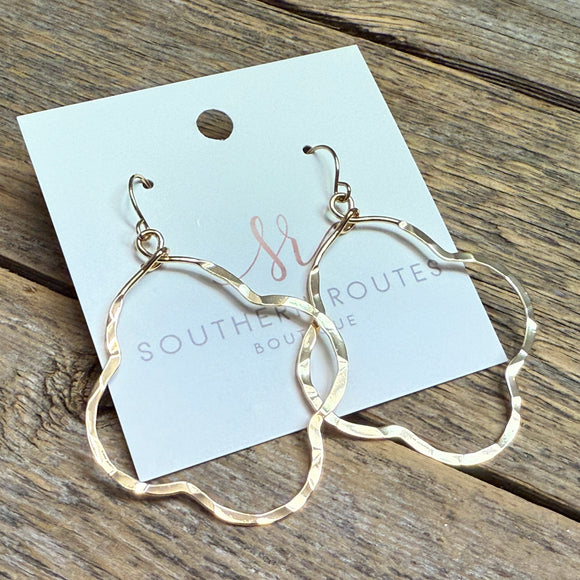 Hammered Clover Earrings | Gold