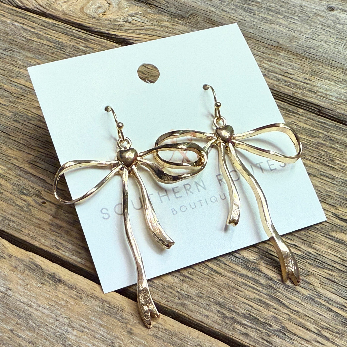 Ribbon Bow Dangle Earrings | Gold
