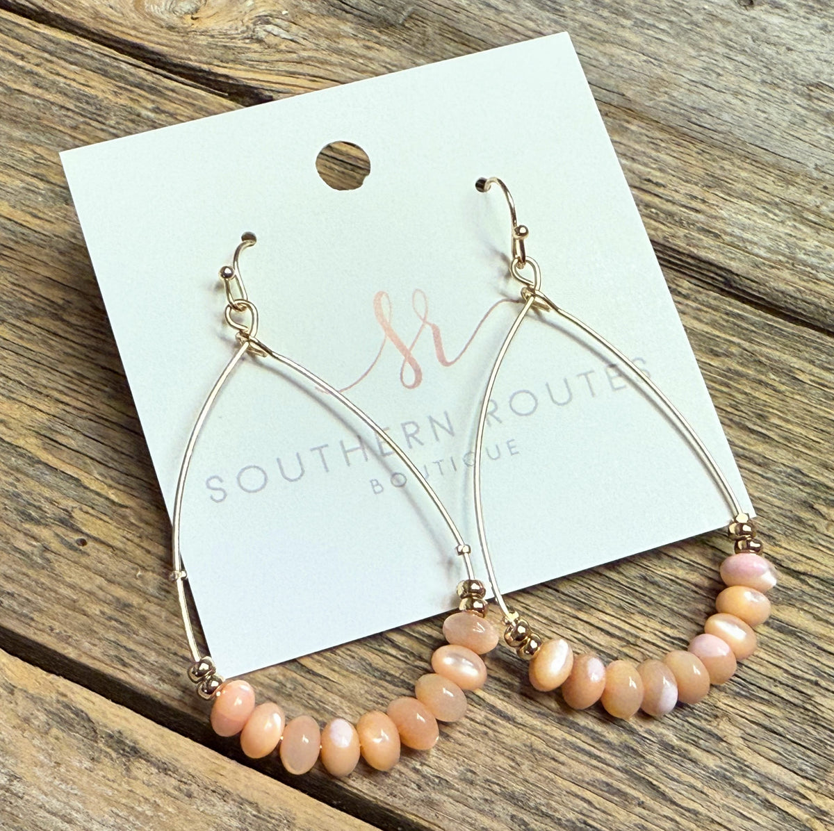 Beaded Teardrop Earrings | Pink Natural