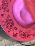 Rose Butterfly Burnt On Hat | Pink